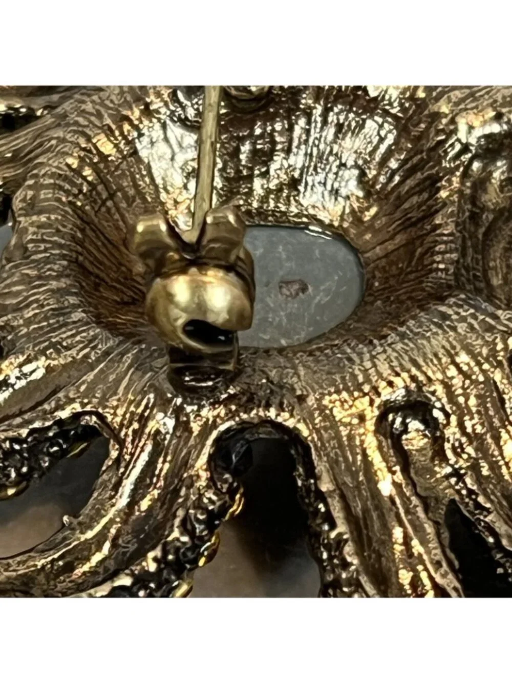 Spider‎ Rhinestone Brooch Pin Brown Gold Tone 3
